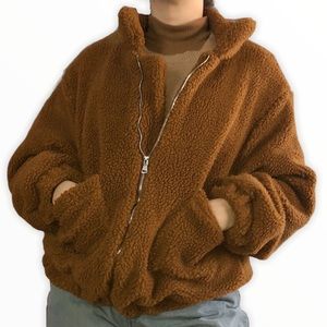 Brown Teddy Coat size L